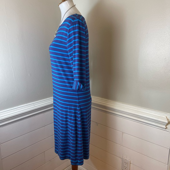 Hatley Striped Blues Dress M FREE SHIP - Picture 2 of 5